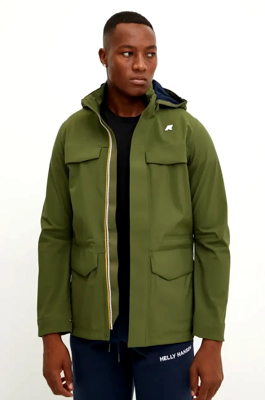 K-way Αδιάβροχο μπουφάν K-Way ανδρικό, χρώμα: πράσινο, K7126VW