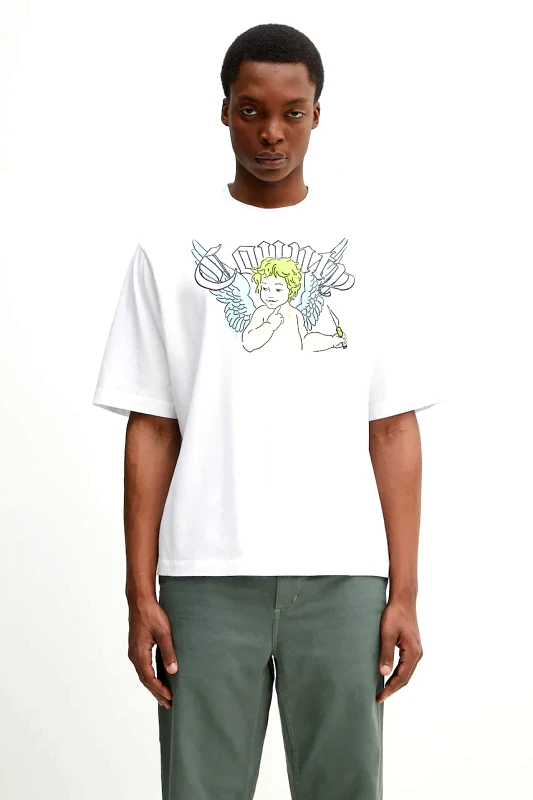 Marcelo Burlon Βαμβακερό μπλουζάκι Marcelo Burlon County Angel Boxy T-Shirt White Multicol ανδρικό, χρώμα: άσπρο, CMAA05AS25JER0020184