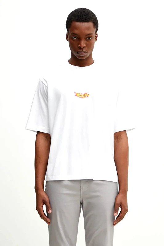 Marcelo Burlon Βαμβακερό μπλουζάκι Marcelo Burlon County Flame Boxy T-Shirt White Red ανδρικό, χρώμα: άσπρο, CMAA05AS25JER0070125