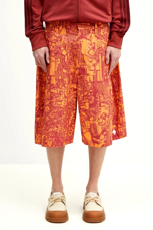 Marcelo Burlon Βαμβακερό σορτσάκι Marcelo Burlon Aop Mech Pajama Shorts Orange Burgundy χρώμα: πορτοκαλί, CMCB00AS25FAB0012028