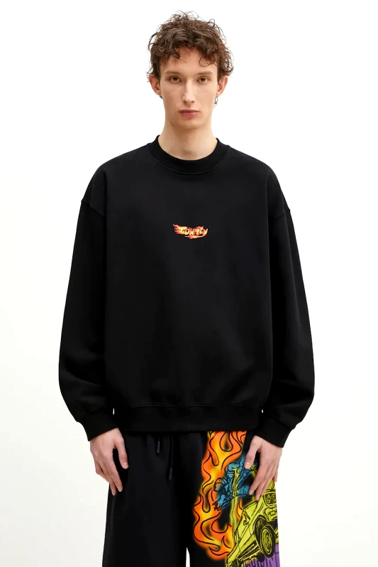 Marcelo Burlon Βαμβακερή μπλούζα Marcelo Burlon County Flame Boxy Crewneck Black Red χρώμα: μαύρο, CMBA09CS25FLE0051025