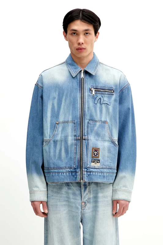Evisu Τζιν μπουφάν Evisu Worker Denim w Emboss Kamon χρώμα: μπλε, 2ESHTM5DJ1038