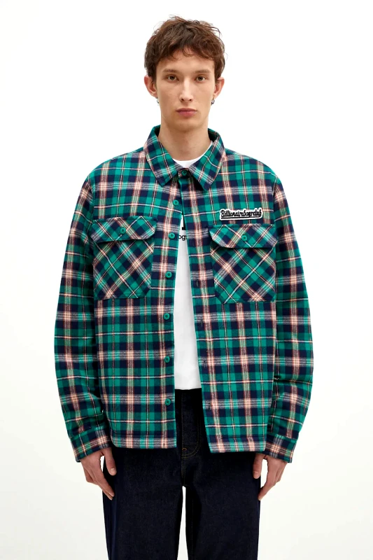 Billionaire Boys Club Πουκάμισο μπουφάν Billionaire Boys Club Padded Check Overshirt χρώμα: πράσινο, B24430