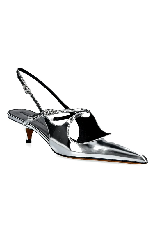 Proenza Schouler Δερμάτινες γόβες Proenza Schouler Slash χρώμα: ασημί, SH252038