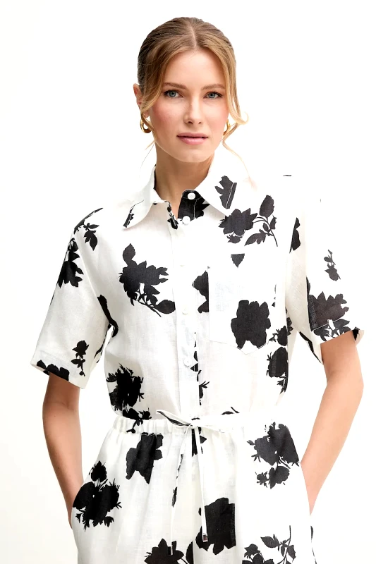 Liviana Conti Πουκάμισο από λινό Liviana Conti χρώμα: άσπρο, L5SL52