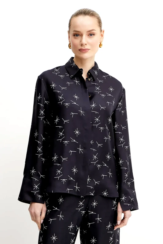 MM Μεταξωτό πουκάμισο MM χρώμα: μαύρο, 2516111037600