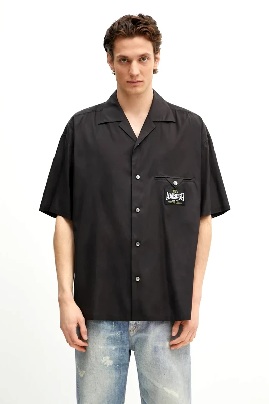Ambush Πουκάμισο AMBUSH S/S Satin Shirt χρώμα: μαύρο, 12115311