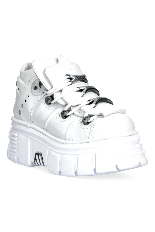 New Rock Δερμάτινα sneakers New Rock Napa Blanca, Tower Blanco E14 + Lateral