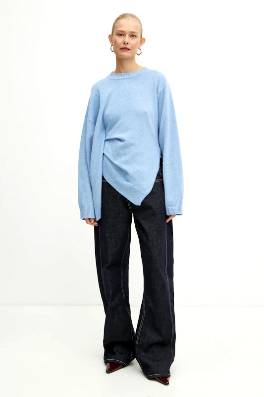 Victoria Beckham Μάλλινο πουλόβερ Victoria Beckham γυναικείο, χρώμα: μπλε, 1125KJU006045A