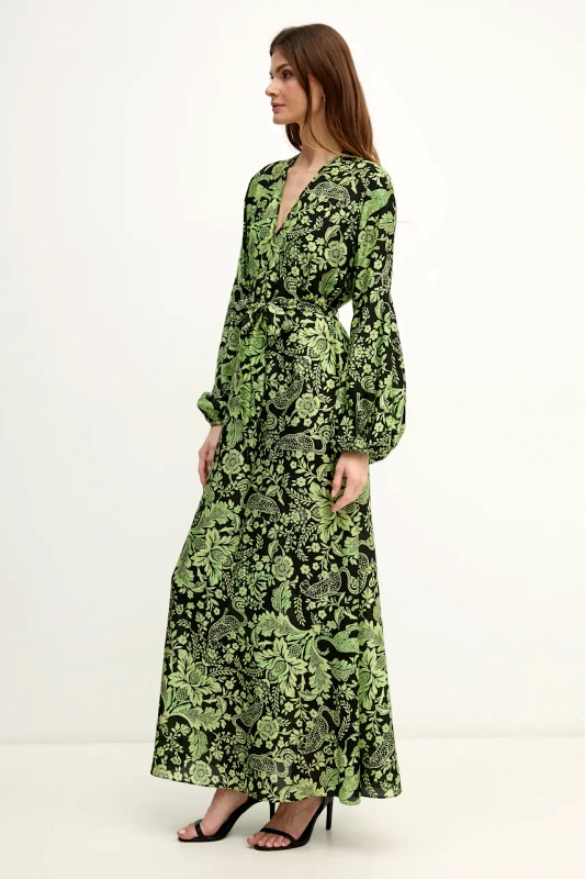 DIANE VON FURSTENBERG Φόρεμα από συνδιασμό μεταξιού DIANE VON FURSTENBERG χρώμα: πράσινο, DVFDL4S031