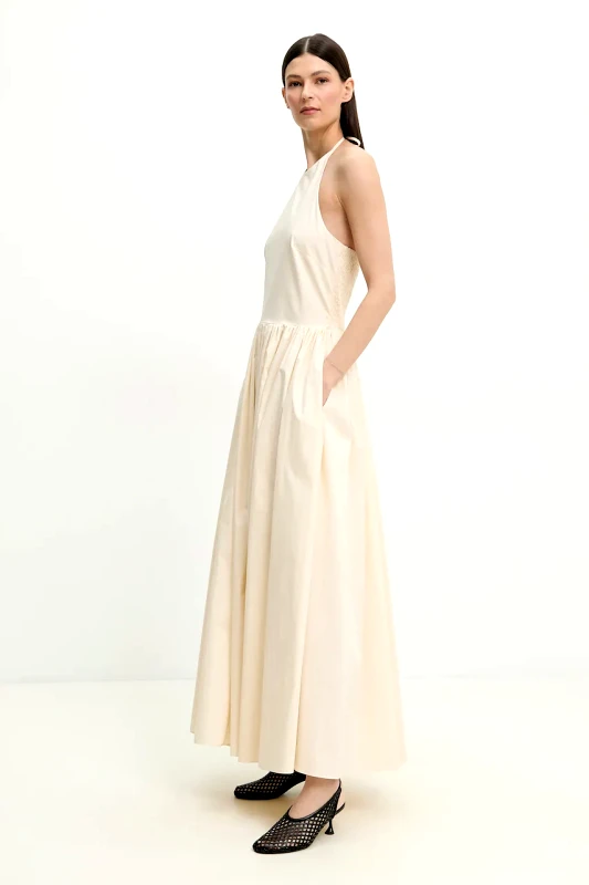 Isabelle Blanche Βαμβακερό φόρεμα ISABELLE BLANCHE χρώμα: μπεζ, IS25SS-A134-T010