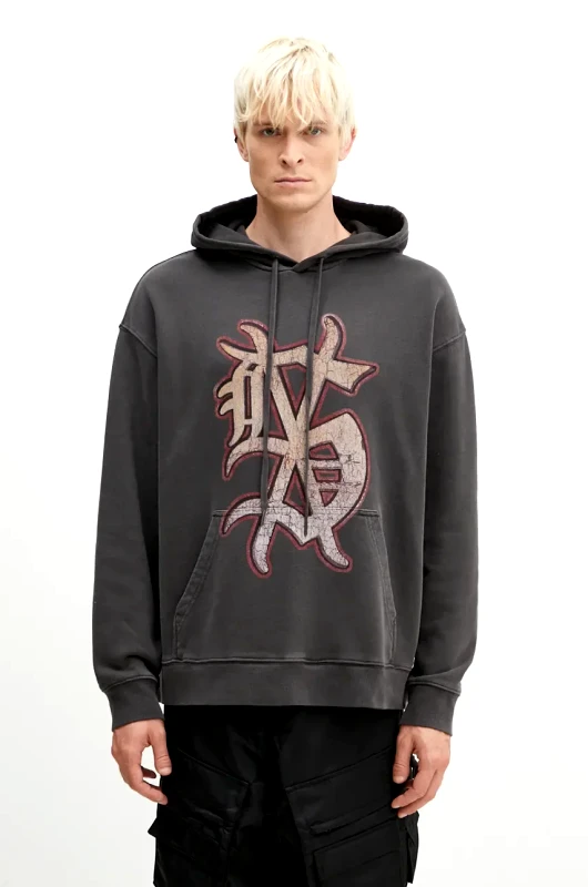KSUBI Βαμβακερή μπλούζα KSUBI Dug Out Biggie Hoodie χρώμα: γκρι, με κουκούλα, MFA24FL017