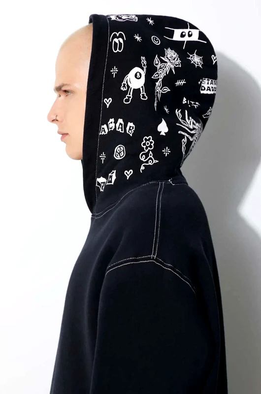 Taikan Βαμβακερή μπλούζα Taikan χρώμα μαύρο, με κουκούλα TH0007.BLKCST