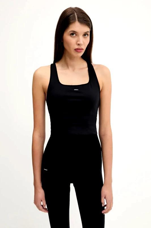PANGAIA Top Pangaia Plant-Stretch Ribbed Tank Top χρώμα: μαύρο, 10002425