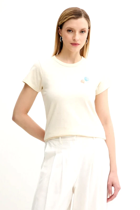 rag & bone Βαμβακερό μπλουζάκι Rag & Bone χρώμα: μπεζ, WCC25PT030MS31