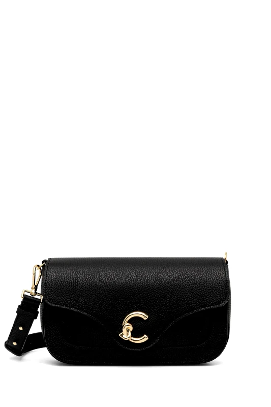 Coccinelle Δερμάτινη τσάντα Coccinelle COCCINELLE C-ME χρώμα: μαύρο, E1.SSL.12.03.01