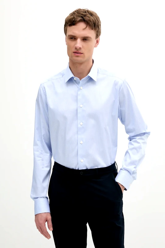 Eton Βαμβακερό πουκάμισο Eton ανδρικό, χρώμα: μπλε, 100012744