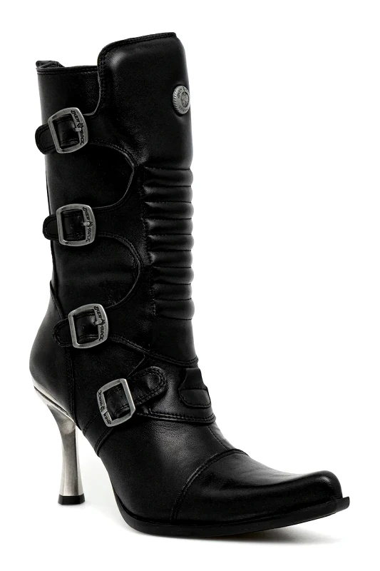 New Rock Δερμάτινες μπότες New Rock Crust Negro, Malicia Negro Tacon Caribe Acero γυναικείες, χρώμα: μαύρο, M-9373N-C1