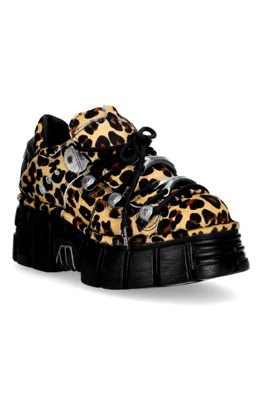 New Rock Σουέτ αθλητικά παπούτσια New Rock Pelo Leopardo Cuero M Tower Negro Lateral χρώμα: καφέ, M-120N-C54