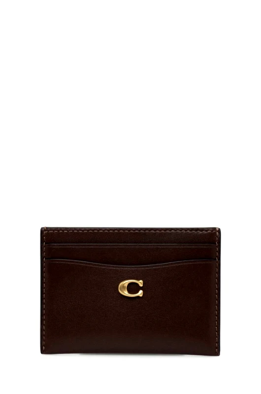 Coach Δερμάτινη θήκη για κάρτες Coach Essential Card Case χρώμα: καφέ