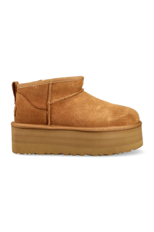 Ugg Μπότες σουέτ UGG W Classic Ultra Mini Platform , χρώμα: καφέ F30