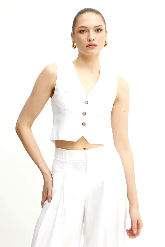 ERMANNO Firenze Γιλέκο με λινό μείγμα Ermanno Firenze χρώμα: άσπρο, 56TN002ES1