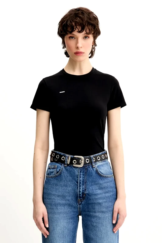 PANGAIA Μπλουζάκι Pangaia Cotton-Stretch T-shirt χρώμα: μαύρο, 10002430