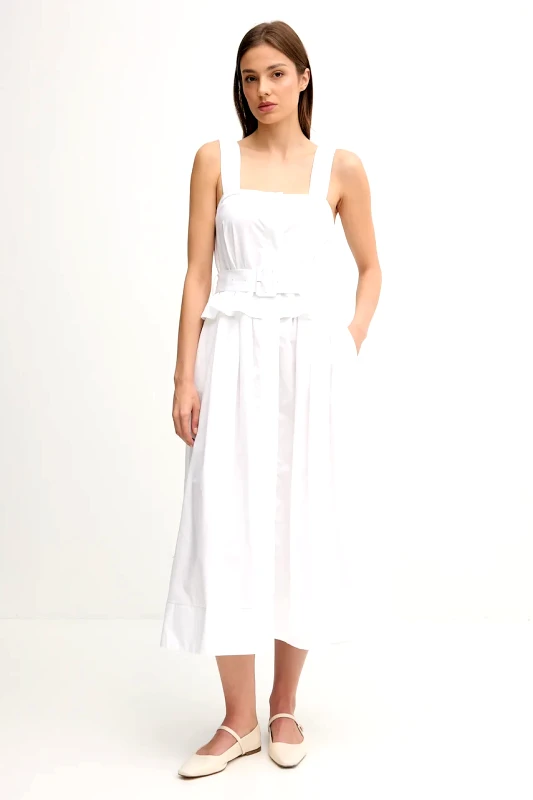 Pedro del Hierro Βαμβακερό φόρεμα Pedro del Hierro χρώμα: άσπρο, 3819832