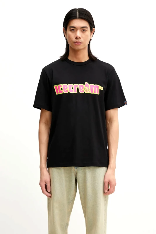 Icecream Βαμβακερό μπλουζάκι ICECREAM Soft Serve T-Shirt ανδρικό, χρώμα: μαύρο, IC25142