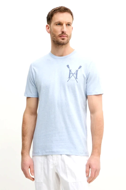 Hackett London Βαμβακερό μπλουζάκι Hackett London ανδρικό, χρώμα: μπλε, HM500891