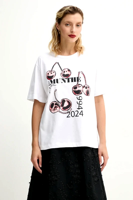 MUNTHE Βαμβακερό μπλουζάκι MUNTHE FELITA