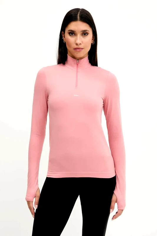 PANGAIA Μακρυμάνικο Pangaia Plant-Stretch Zipped Long Sleeve Top χρώμα: ροζ, 10002426