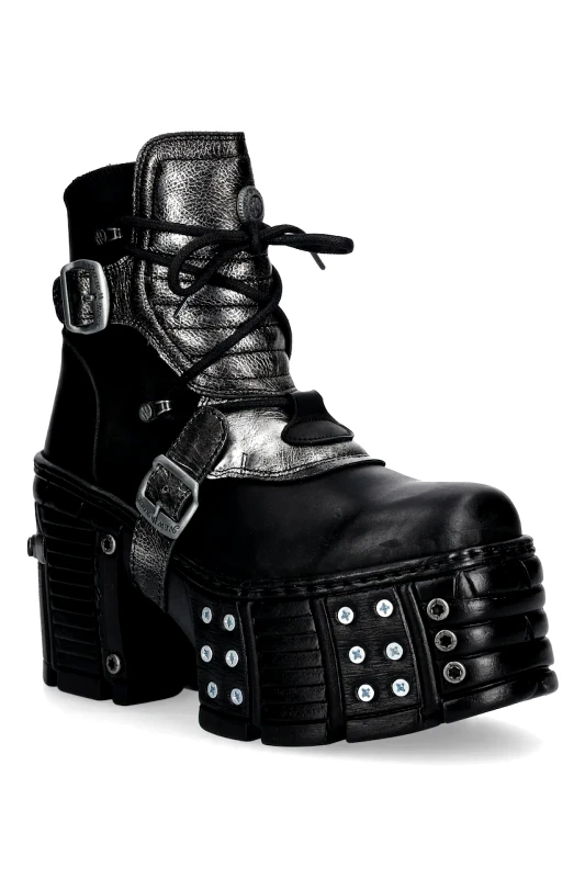 New Rock Δερμάτινες μπότες New Rock ITALI NEGRO BOX PLANE