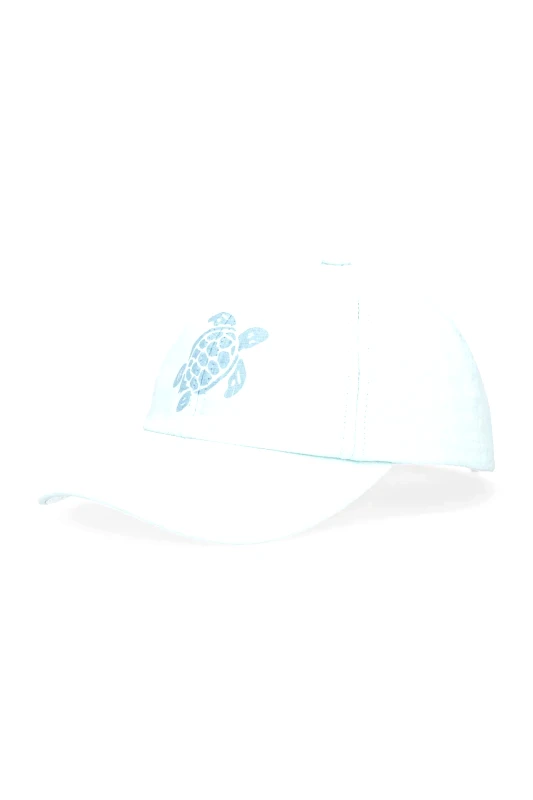 Vilebrequin Λινό καπέλο του μπέιζμπολ Vilebrequin CAMO χρώμα: μπλε, OMAC1304