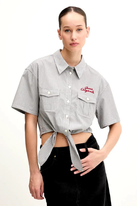 Guess Originals Βαμβακερό πουκάμισο Guess Originals χρώμα: γκρι, W5GH0M WH7Q1