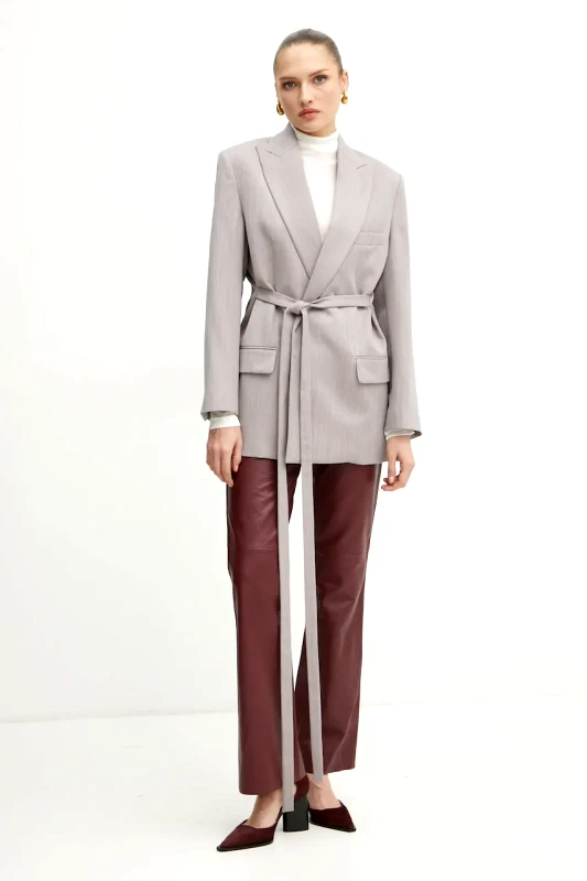 Victoria Beckham Μάλλινο σακάκι Victoria Beckham χρώμα: γκρι, 1125WJK006092A