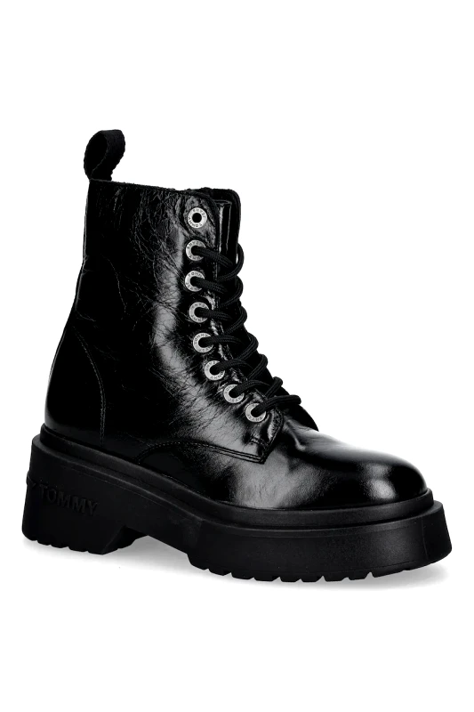 Tommy Jeans Δερμάτινα workers Tommy Jeans TJW CHUNKY SHINY LEATHER BOOT