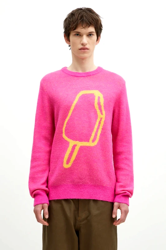 Icecream Πουλόβερ με προσθήκη μαλλιού ICECREAM Popsicle Crewneck ανδρικό, χρώμα: ροζ, IC24436