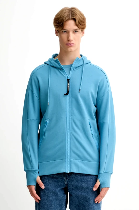 C.P. Company Βαμβακερή μπλούζα C.P. Company χρώμα: μπλε, με κουκούλα, 19CMSS715A005086W