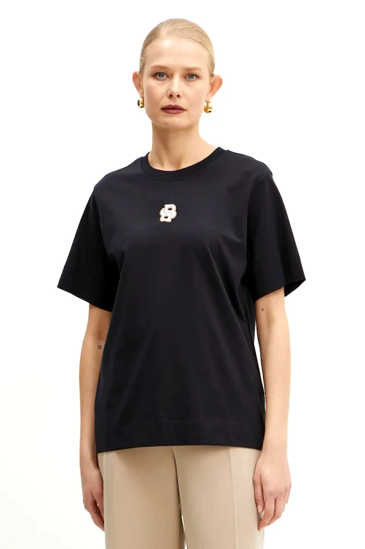 BOSS Βαμβακερό μπλουζάκι BOSS γυναικείο, χρώμα: μπεζ, 50526205