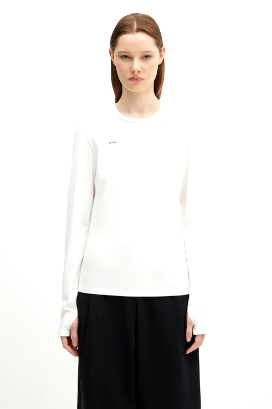 PANGAIA Μακρυμάνικο Pangaia Cotton-Stretch Long-Sleeved Top χρώμα: άσπρο, 10002429