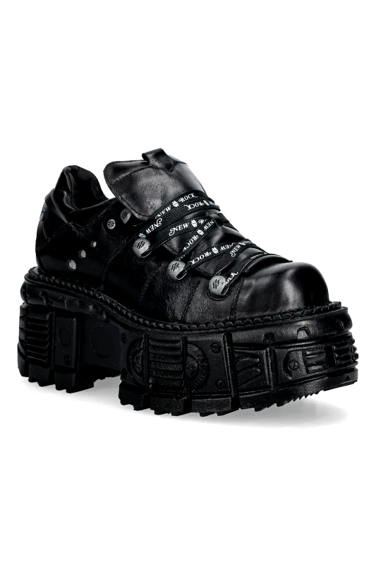 New Rock Δερμάτινα sneakers New Rock ITALI NEGRO, TANK NE