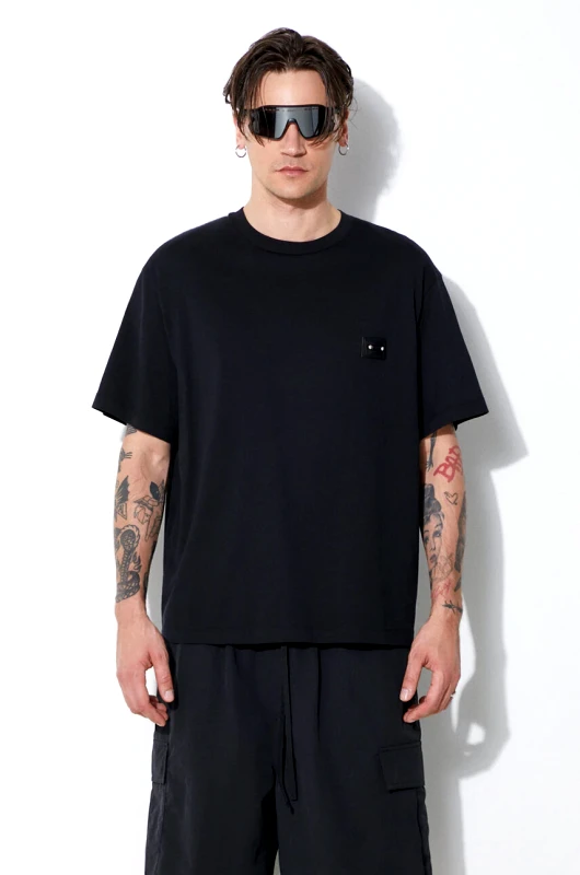 Neil Barrett Βαμβακερό μπλουζάκι Neil Barrett Slim Dropped Shoulder Pierced Nipple ανδρικό, χρώμα: μαύρο, MY70144A-Y518-001N