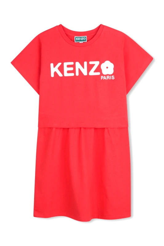 Kenzo kids Παιδικό βαμβακερό φόρεμα Kenzo Kids