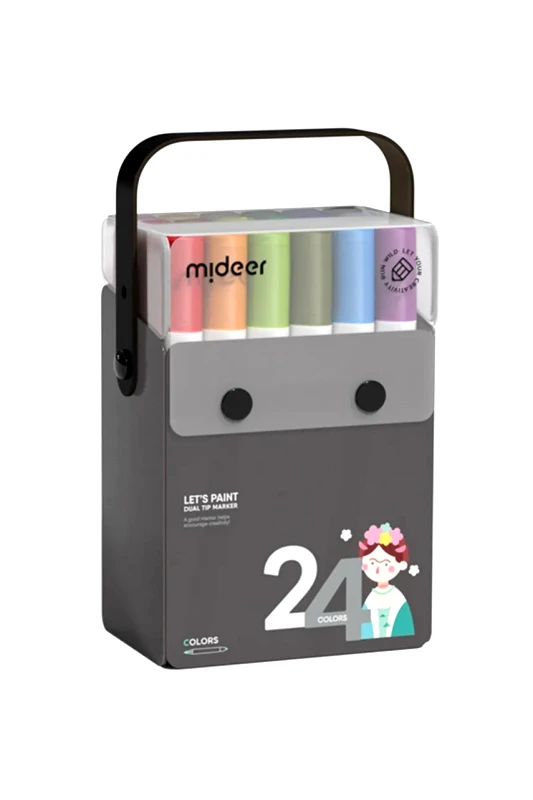 Mideer Ημιδιαφανείς μαρκαδόροι με διπλή μύτη Mideer 24-pack
