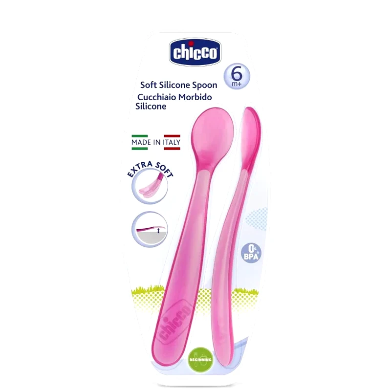 Chicco Chicco Soft Silicone κουταλάκι 6m+ Pink 2 τμχ