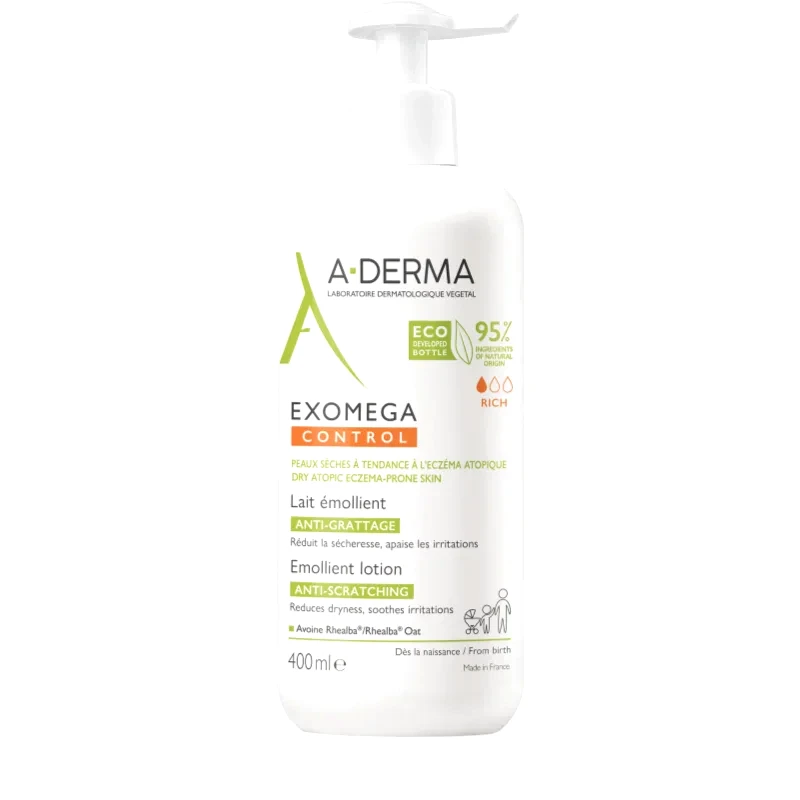 A-Derma A-Derma Exomega Control Emollient Lotion γαλάκτωμα σώματος ενάντια στους ερεθισμούς και και τον κνησμό του δέρματος 400 ml