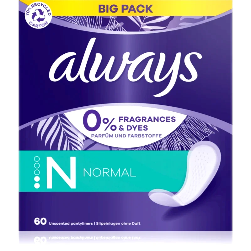 Always Always Daily Fresh Normal σερβιετάκια χωρίς άρωμα 60 τμχ