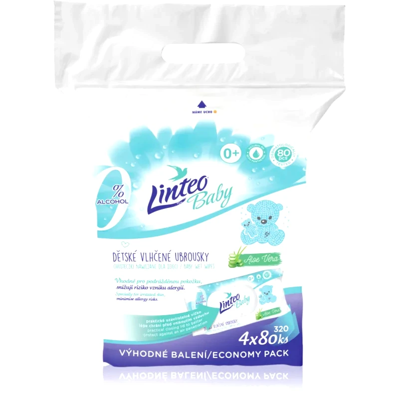 Linteo Linteo Baby Pure & Fresh παιδικά απαλά υγρομάντηλα μεγάλη συσκευασία 4x80 τμχ