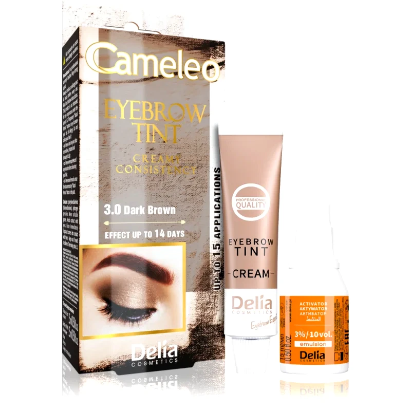 Delia Cosmetics Delia Cosmetics Cameleo κρεμώδης επαγγελματική βαφή για τα φρύδια χωρίς αμμωνία απόχρωση 3.0 Dark Brown 15 ml